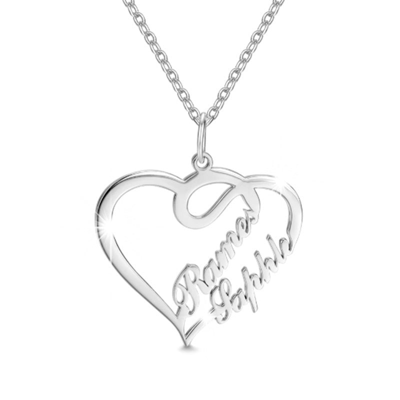 Double Heart Necklace Stainless Steel For Women