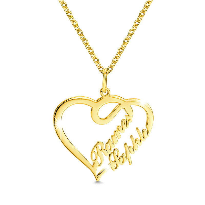 Double Heart Necklace Stainless Steel For Women
