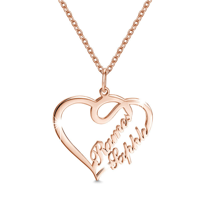 Double Heart Necklace Stainless Steel For Women